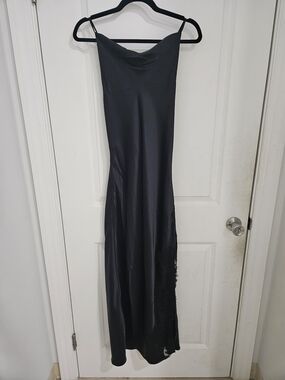 OAK + FORT Black Satin Slip Maxi Dress